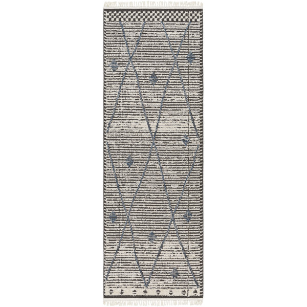Foundry Select Isal Diamond Charcoal and Blue Area Rug Wayfair